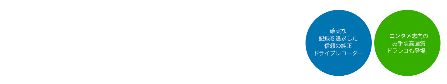 Drive Recorder 万一の安心と、新しいクルマの愉しみ方を提案する、3つのドライブレコーダー。